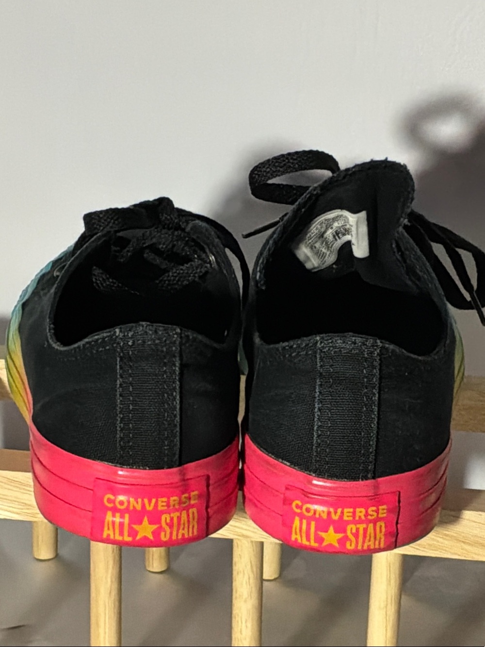 🌙✨Converse Black Canvas Low Top Sneakers with Rainbow Gradient Sole - Picture 6 of 9